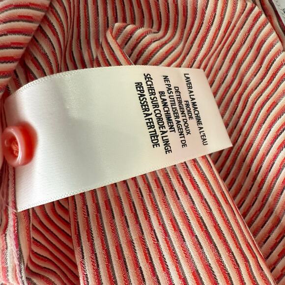 Robert Graham Woven Button Front Short Sleeve Shirt Indos Red-Orange Stripe M - Picture 5 of 9